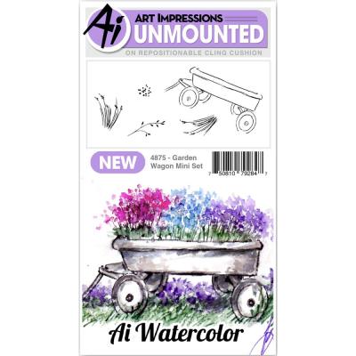 Art Impressions Watercolor - Cling Stamps - Mini Garden Wagon